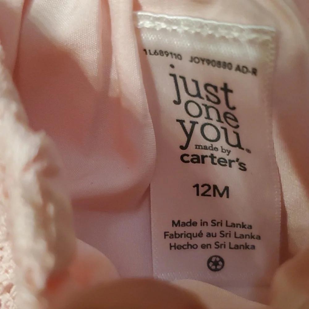 Just One You Carter's‎ Girls Pink Pleated Lace Dress Size 12M